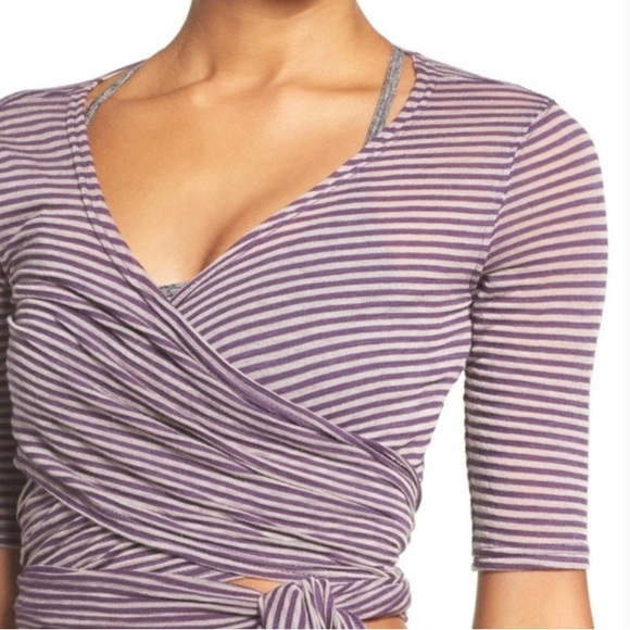 Free People FP Movement Purple Wrap Ballet Top Size Medium - Picture 2 of 11